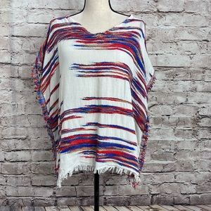 Dylan Womens Blended Woven Embroidered V-Neck Sleeveless Tunic Top L/XL